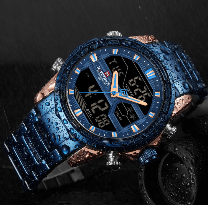 Mens Wrist Watch, Waterproof Analog Digital Watches Multifunction Stainless Steel Business Watches For Man Perfect Gift - SJB-DIAMOND ELITES