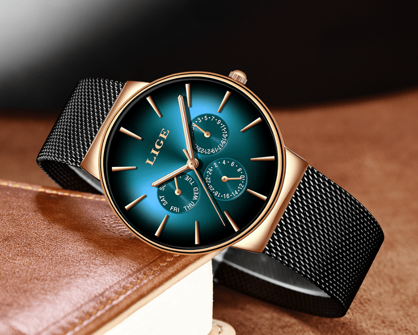 Men's Elegant Watch With  Stainless Steel Straps And Chronometers For Day And Date Display Unique Design Perfect Gift For Man And Women Stevvex