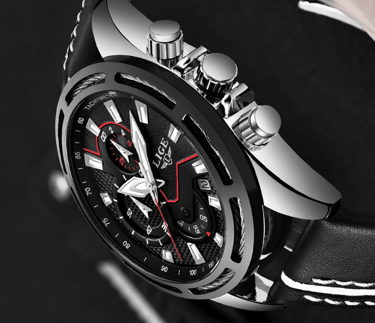 Waterproof Men's Sports  Watch With Leather Transparent Belts, Chronometers Day View Perfect Gift Stevvex