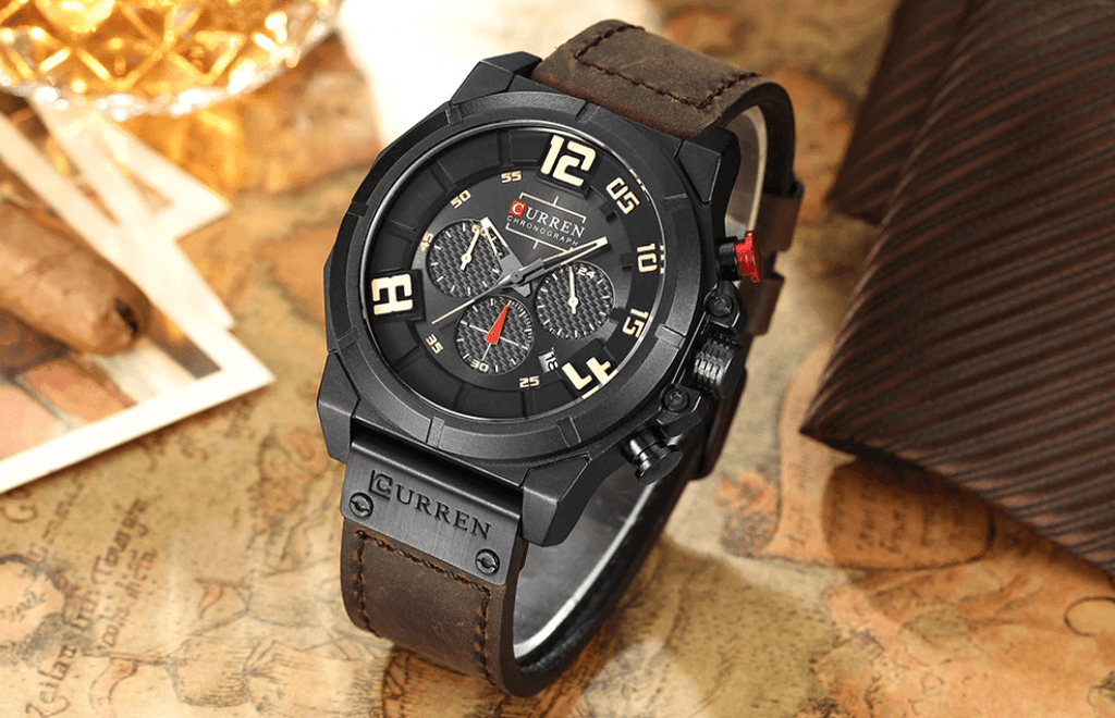 Men's Sport Waterproof Watch With Chronometers Large Numbers And Fluorescent Hands Perfect Gift For Your Man Stevvex