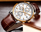 Men's  Waterproof Watch With Chronometers Date Display And Fluorescent Pointers Excellent Look Perfect Gift Stevvex