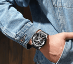 Men's Sports Waterproof Watch With Leather Belts, Chronometers And Large Numbers Details Luxury Watches Unique Design Excellent Gift Stevvex