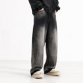 American-style Heavy Washed Black And Gray Straight Jeans Men's Loose Wide Leg Casual Trousers Lootquake LLC