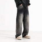American-style Heavy Washed Black And Gray Straight Jeans Men's Loose Wide Leg Casual Trousers Lootquake LLC