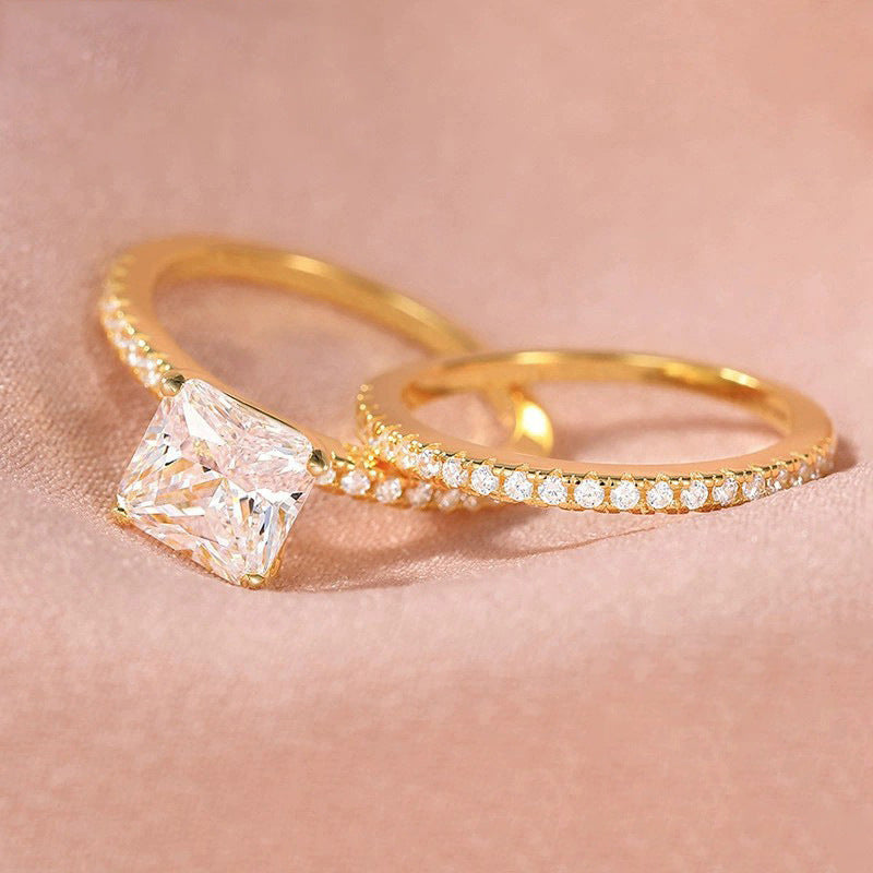 Bracelet S925 Inlaid Princess Zircon Women's 2 Karat Rhinestone Ring Pi-Mart