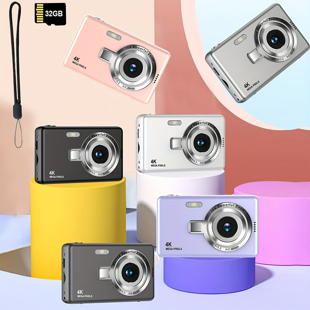 High-Definition Digital Camera with Automatic Focus And Simple Operation, Capable of Taking Photos And Recording Videos. A Surprise Gift for Beginners CCD Card Machine. Choose to Include a 32G Memory Card for Direct Storage A Lootquake LLC