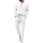 Men's Solid Color Casual Long Sleeve Shirt And Trousers Suit Lootquake LLC