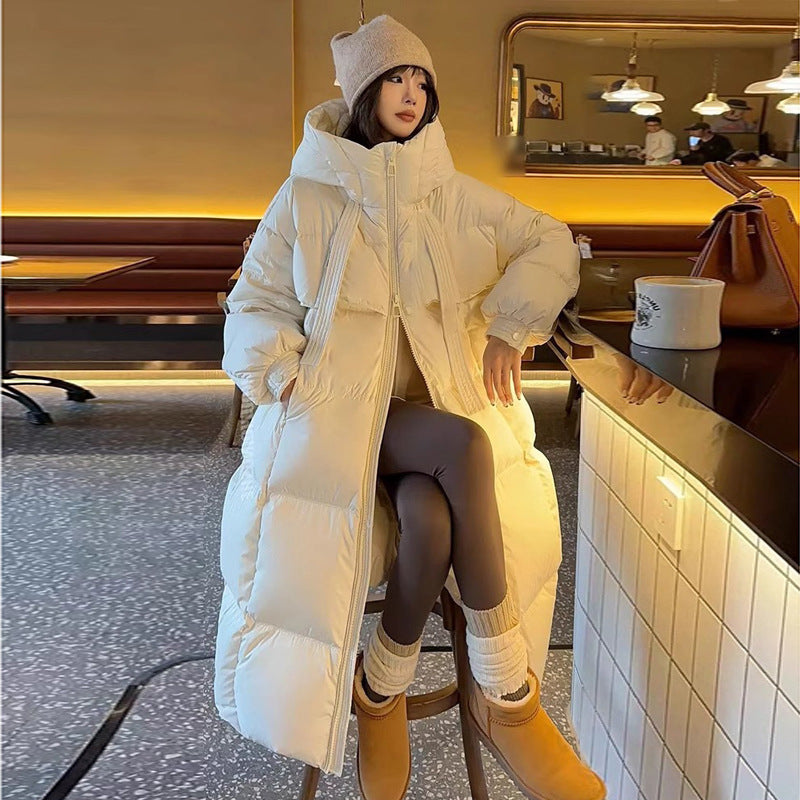 Padded Down Jacket Female Long Below The Knee Pi-Mart