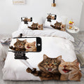 White Cute Cat Bedding Set Girl Ladies Bedroom Comfort Duvet Cover Pi-Mart