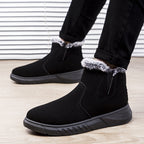 Winter Snow Boots Men V Cutout Shoes With Plush Ankle Boots Pi-Mart