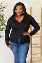 Black Exposed Seam Hoodie - Edgy Long Sleeve Design | Femstylo