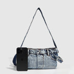 Small shoulder purse denim women's retro summer shoulder bag blue patchwork shoulder hobo handbag - SJB-DIAMOND ELITES