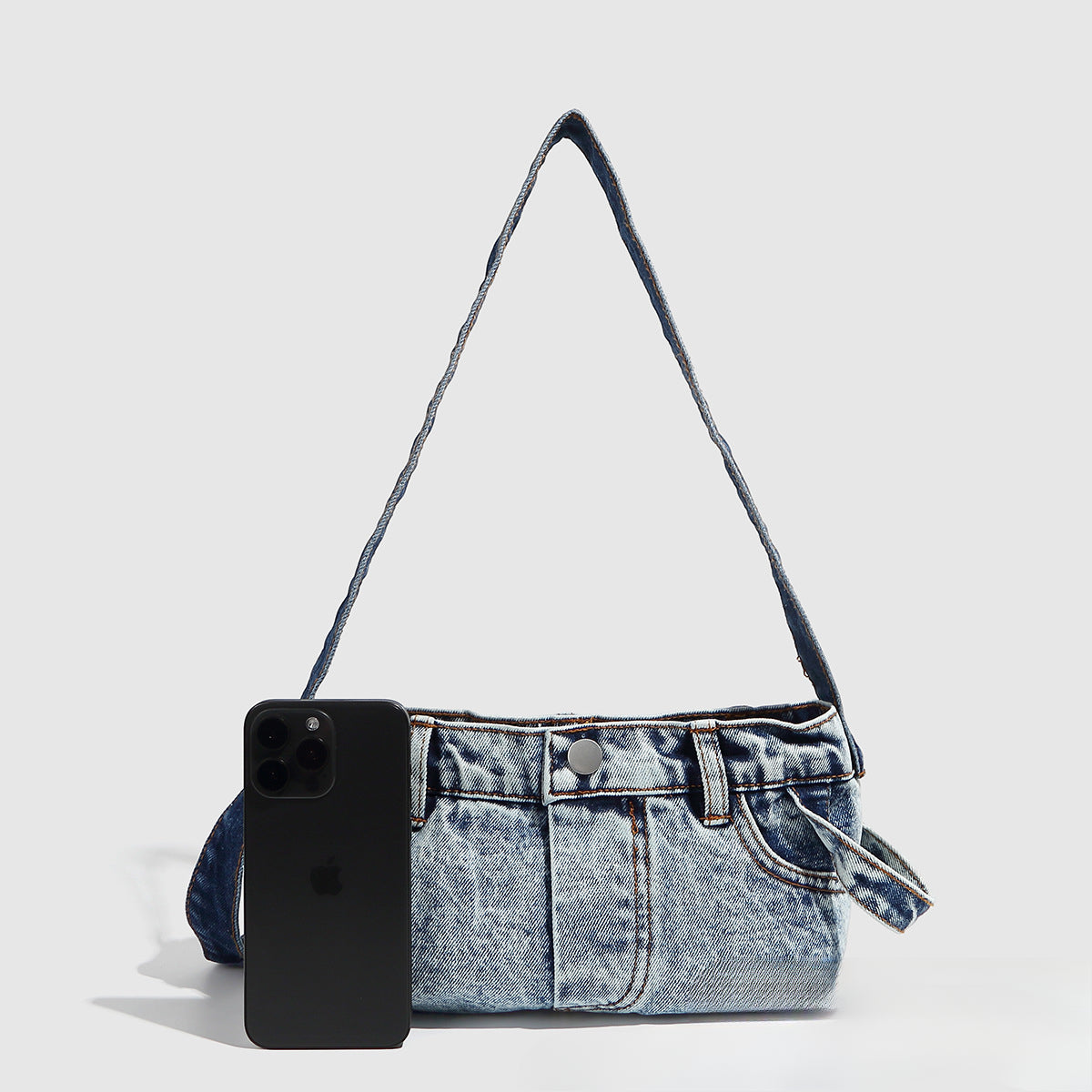 Small shoulder purse denim women's retro summer shoulder bag blue patchwork shoulder hobo handbag - SJB-DIAMOND ELITES