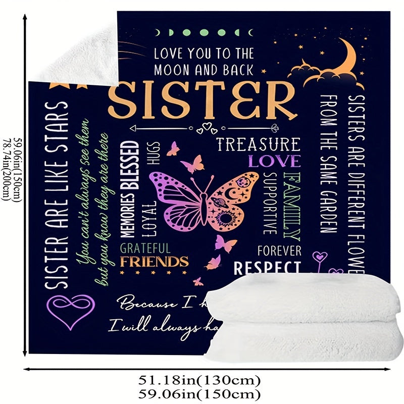 1pc Warm Super Soft Envelope Blanket, High-definition Printing Gift Blanket For Sisters, Flannel Blanket, Air Conditioning Office Nap Blanket