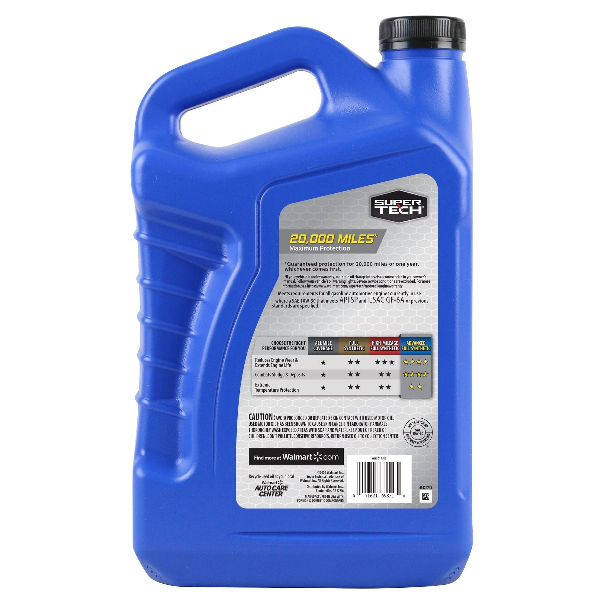 Super Tech Advanced Full Synthetic Motor Oil SAE 10W-30, 5 Quarts EasyOptionXY LLC