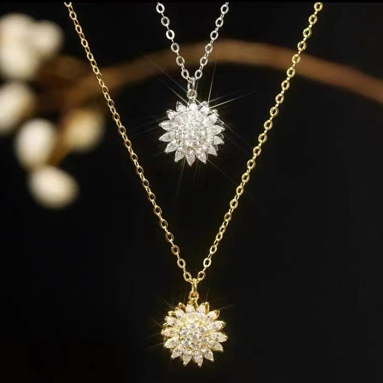 Rotatable Sunflower Necklace Full Of Diamonds Pi-Mart
