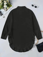 Hem Ruffled Casual Long Sleeve Shirt - SJB-DIAMOND ELITES