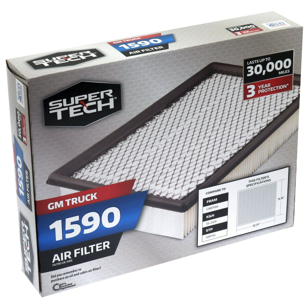 Super Tech 1590 Engine Air Filter, Replacement for GM Truck