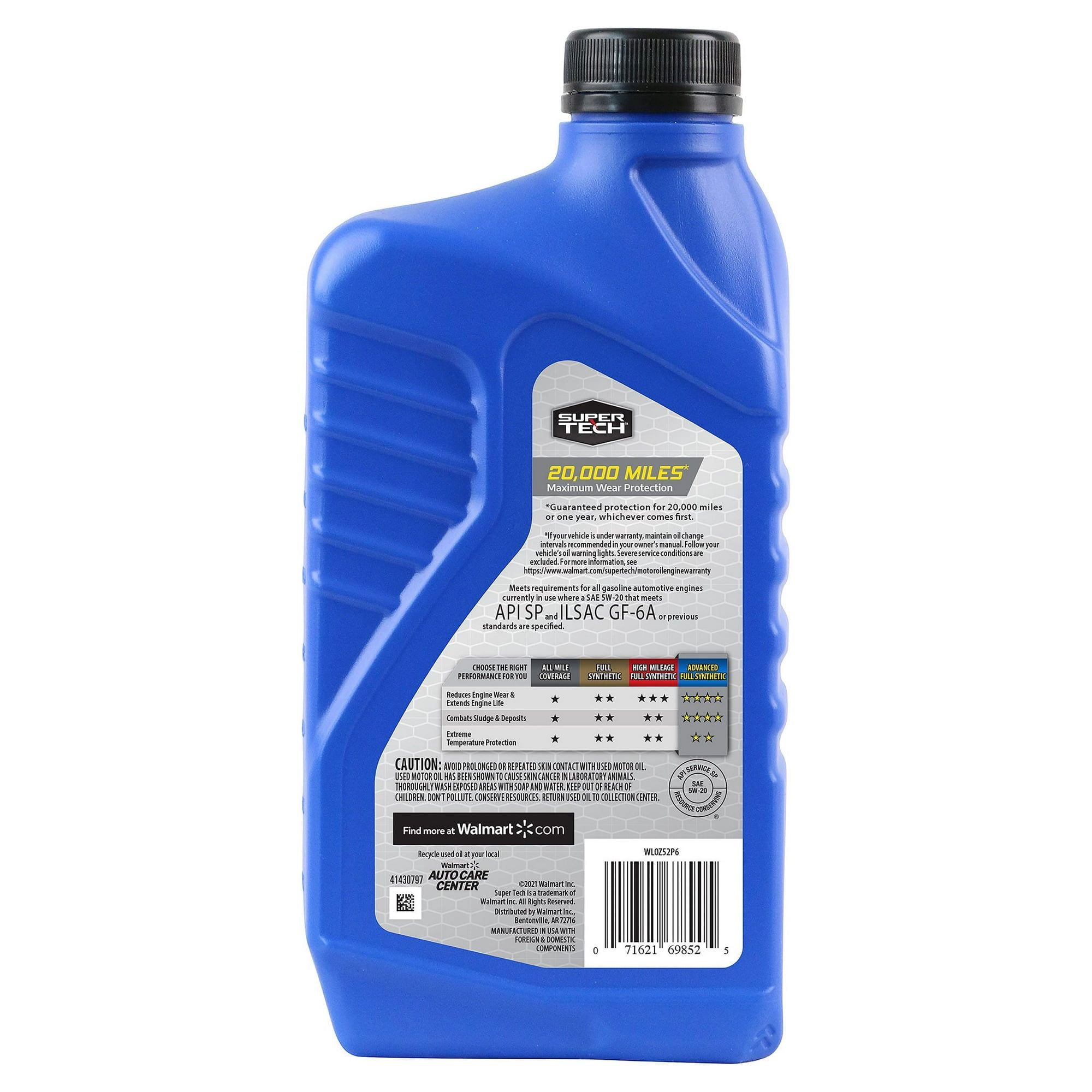 Super Tech Advanced Full Synthetic Motor Oil SAE 5W-20, 1 Quart