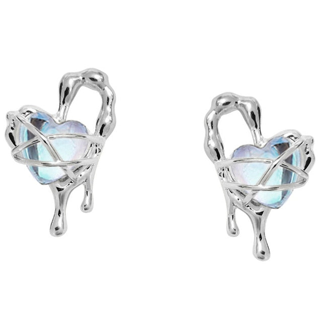 Sterling Silver Blue Stone Earrings Pi-Mart