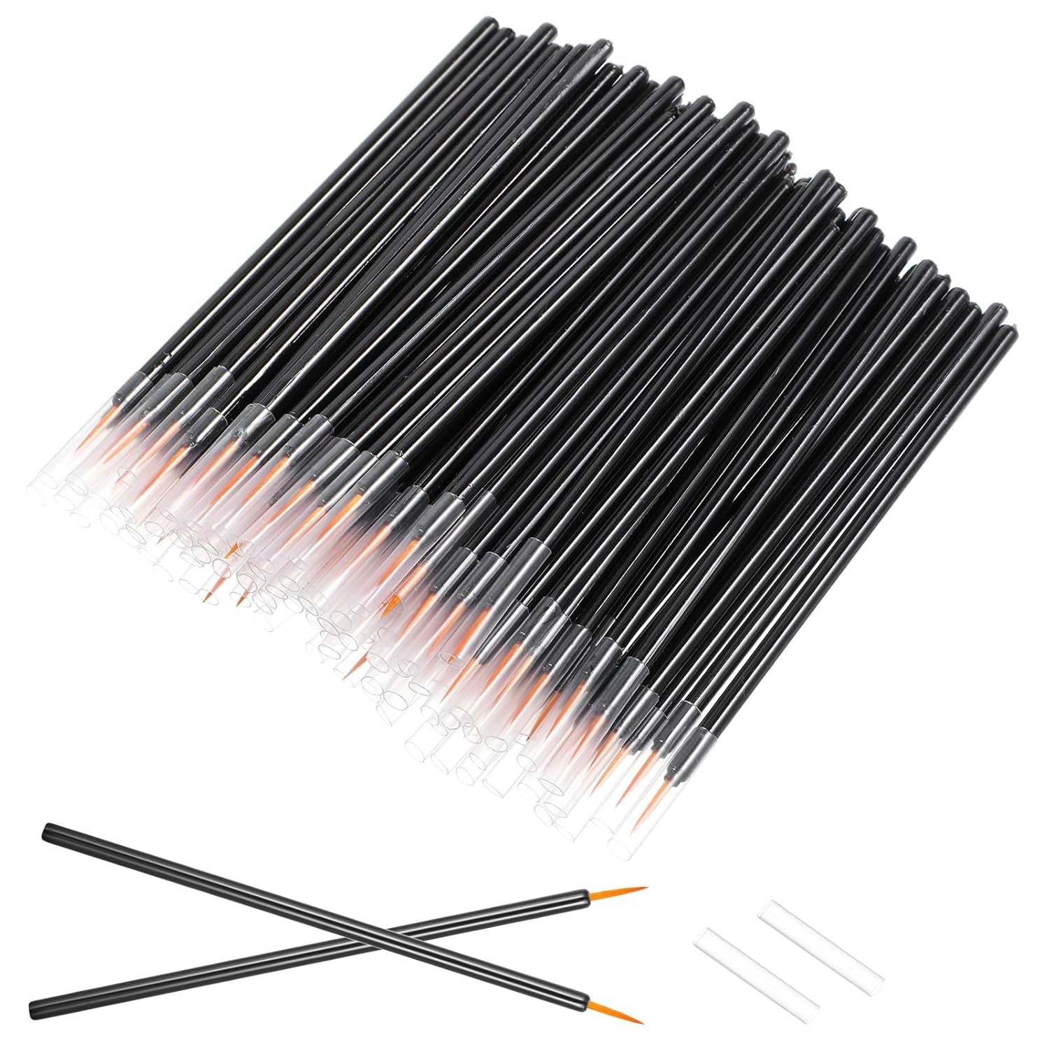 One Hundred Pack Disposable Eyeliner Brushes - Ultra-Fine Point Applicators, Black Cosmetic Eye Wands For Precise Makeup Application Pi-Mart