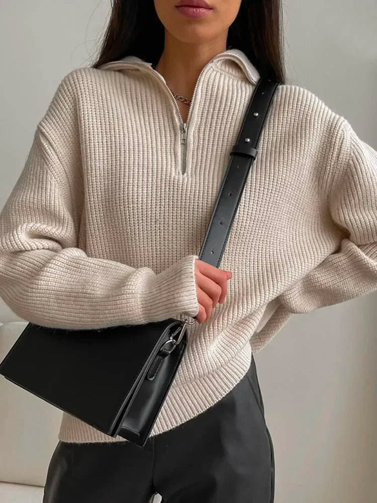 Turtleneck Zipper Sweater Pi-Mart