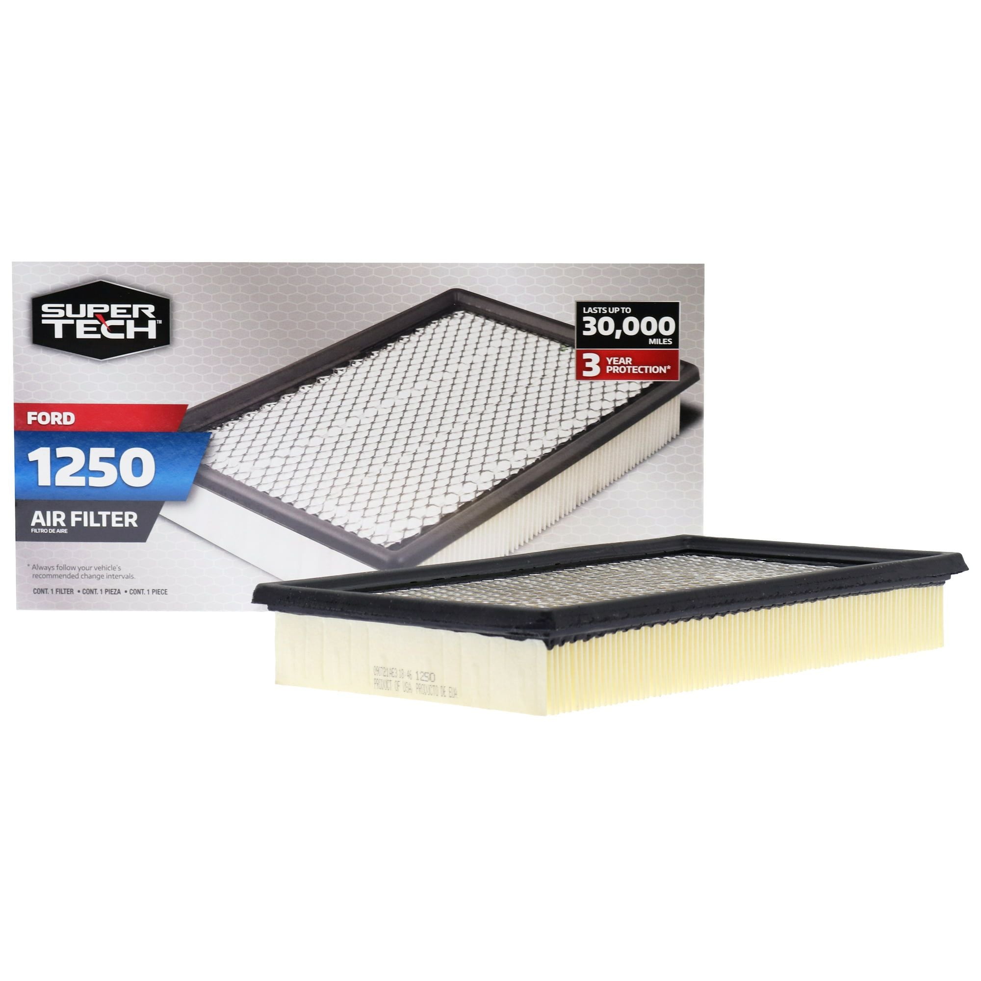 Super Tech 1250 Engine Air Filter, Replacement Filter for Ford