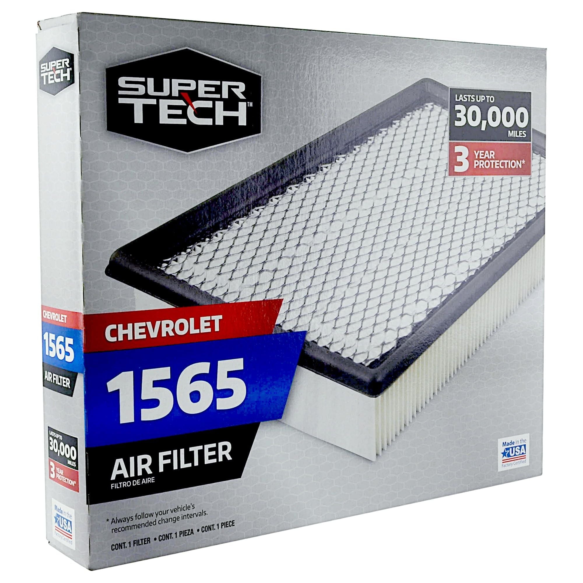 Super Tech 1565 Engine Air Filter, Replacement Filter for GM or Chevrolet