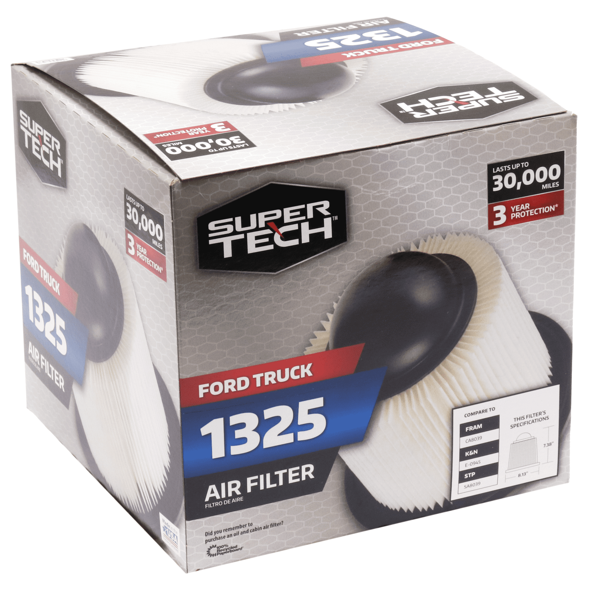 Super Tech 1325 Engine Air Filter, Replacement Filter for Ford