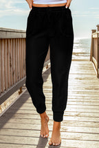 Black Elastic Waist Jogger Pants with Pockets - SJB-DIAMOND ELITES
