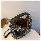 Ladies leopard print large capacity tote bag, vintage hobo bag casual, shoulder bag with crossbody strap, bag underarm bag women - SJB-DIAMOND ELITES