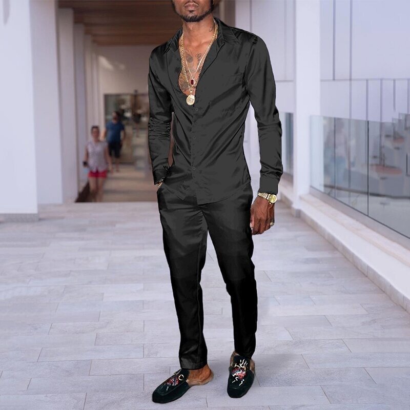 Hip Hop Hong Kong Style Fashion 3D Printing Casual Long Sleeve Shirt Suit Lootquake LLC