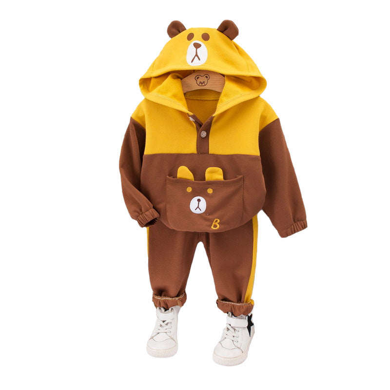 Children's hooded long-sleeved sweatshirt sports suit Pi-Mart