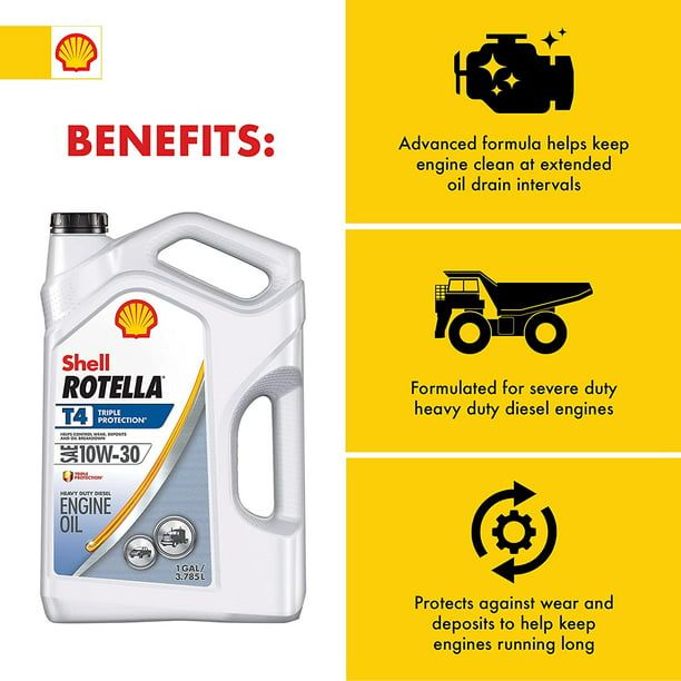 Shell Rotella T4 Triple Protection 10W-30 Diesel Motor Oil, 1 Gallon, 3-Pack EasyOptionXY LLC
