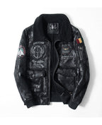 Men American Retro Lapel Plus Velvet Flight Suit Pi-Mart