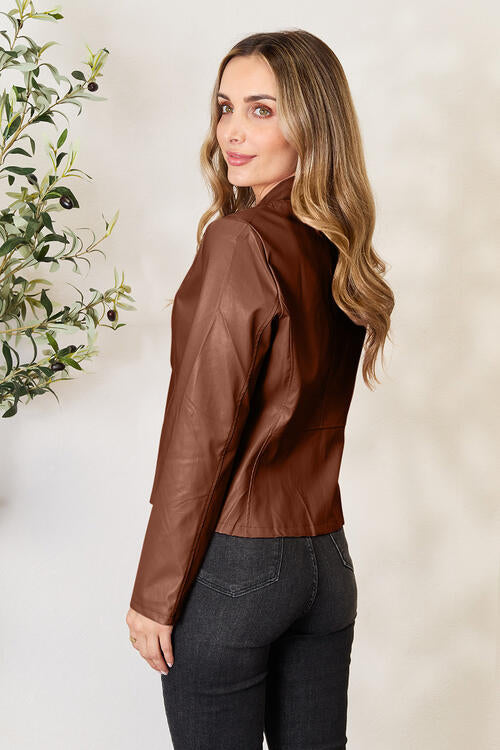 Women Classic Neck Zip-Up Jacket For Everyday Wear Elegant Girls Jacket Stevvex