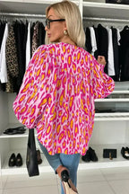 Light Leopard Print Balloon Sleeve Loose Blouse | Femstylo