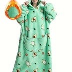 Plus Size Pumpkin Print Flannel Blanket Hoodie - Soft, Cozy, Plush, Hooded, Winter Outwear for Women with Halloween Theme Lootquake LLC