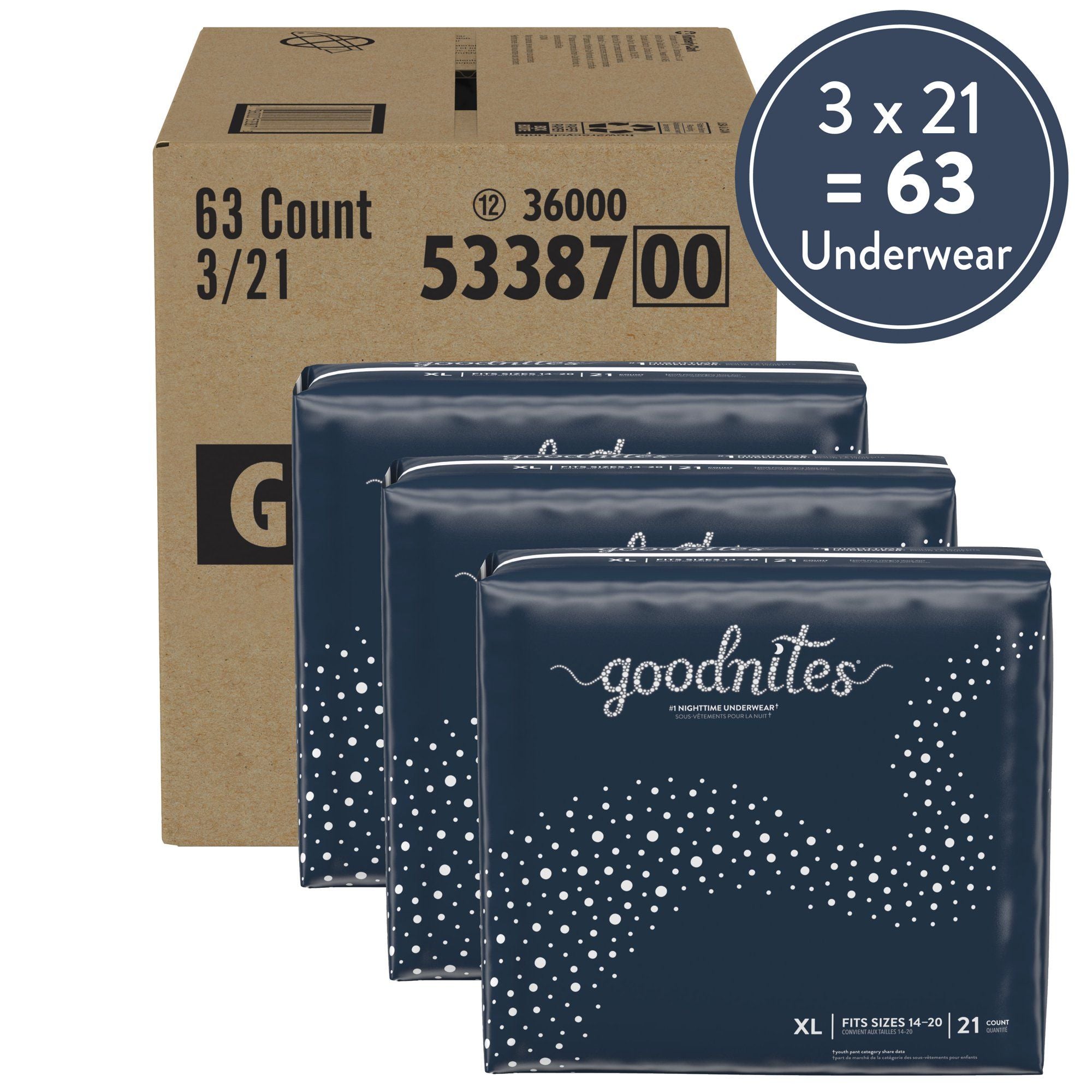 Goodnites Boys' Nighttime Bedwetting Underwear Size XL, 63 Count EasyOptionXY LLC