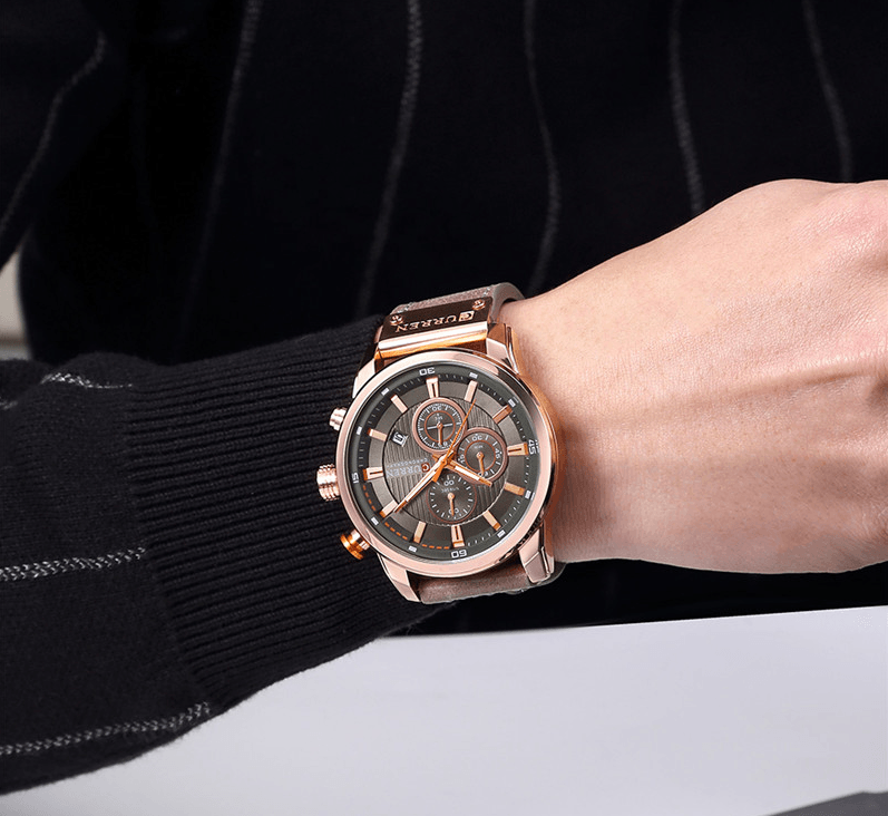 Men's Waterproof Elegant Sport Watch With Chronometers Day View, Leather  Belts And Hardlex Scratch Resistant Glass Perfect Gift For Him Stevvex