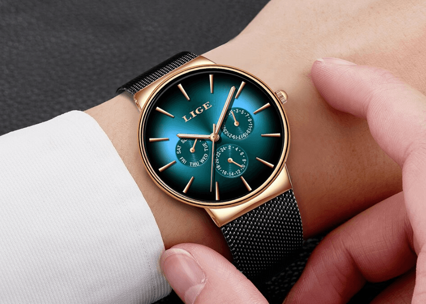 Men's Elegant Watch With  Stainless Steel Straps And Chronometers For Day And Date Display Unique Design Perfect Gift For Man And Women Stevvex