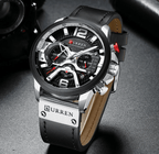 Men's Sports Waterproof Watch With Leather Belts, Chronometers And Large Numbers Details Luxury Watches Unique Design Excellent Gift Stevvex