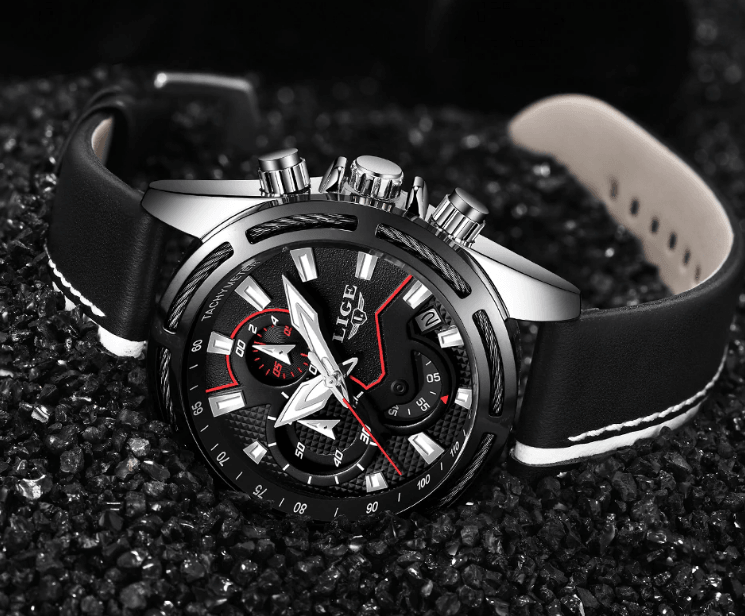 Waterproof Men's Sports  Watch With Leather Transparent Belts, Chronometers Day View Perfect Gift Stevvex