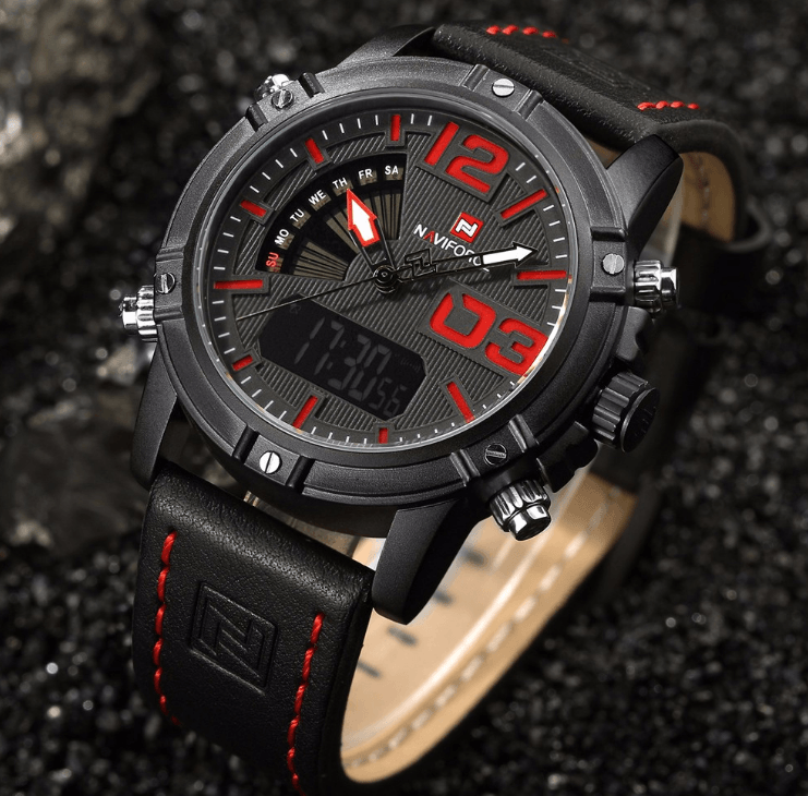 Men's Multifunction Digital Analog Waterproof Watch With Alarm And Automatic Time Zones Unique Design Excellent Gift - SJB-DIAMOND ELITES