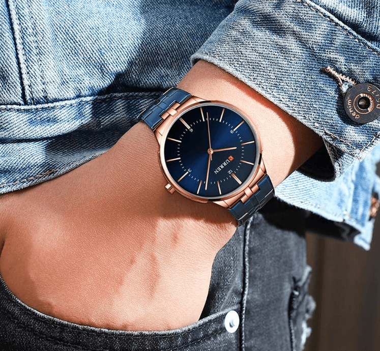 Men's  Waterproof Watch With Shining Bracelet In Five Modern Designs Perfect Gift For Your Loved One Stevvex