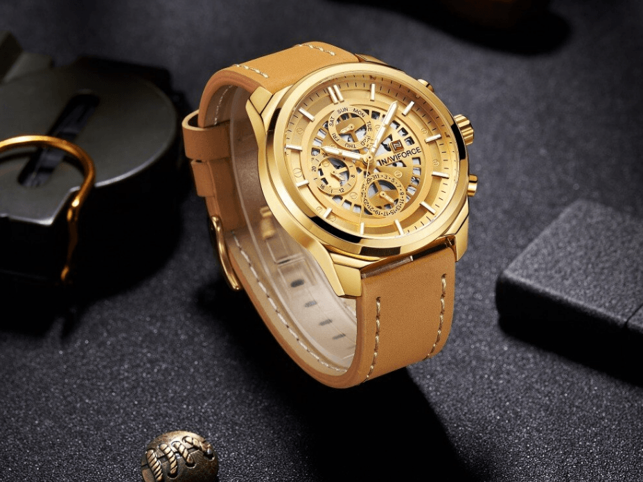 Sports Men's Leather Waterproof Date Display Casual Analog Luxury Watches Unique Design Perfect Gift - SJB-DIAMOND ELITES