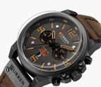 Retro  Waterproof Watch With Chronometers Steel Case And Leather Belts Unique Design Excellent Look Perfect Gift For Your Man Stevvex