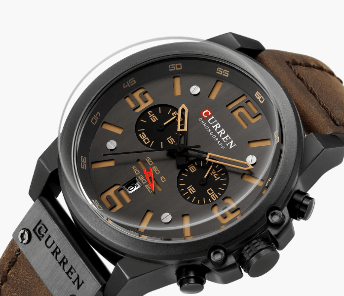 Retro  Waterproof Watch With Chronometers Steel Case And Leather Belts Unique Design Excellent Look Perfect Gift For Your Man Stevvex