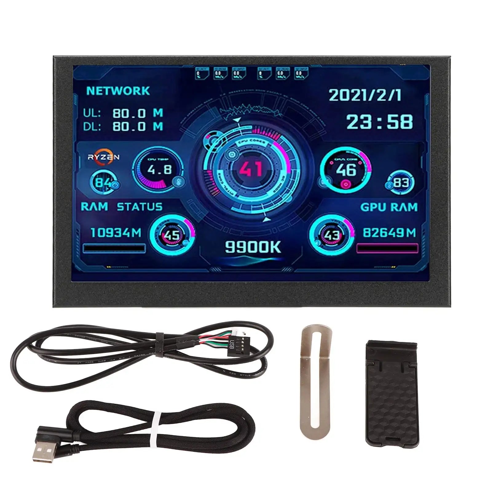 PC CPU Data Monitor 5in IPS USB C TYPE C Temperature Display PC CPU GPU RAM Data Monitor - SJB-DIAMOND ELITES