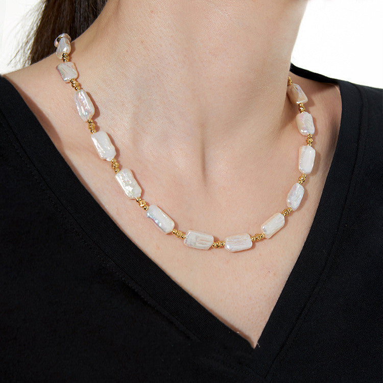 Natural Baroque Pearl Collar Chain Jewelry Pi-Mart